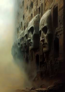 Stone Faces in Ruins
