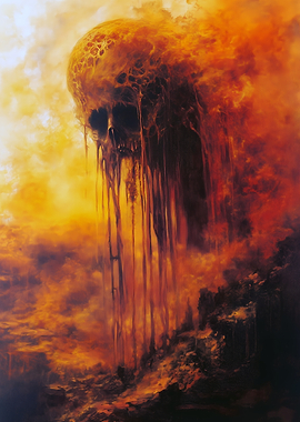 Melting Skull in Fire