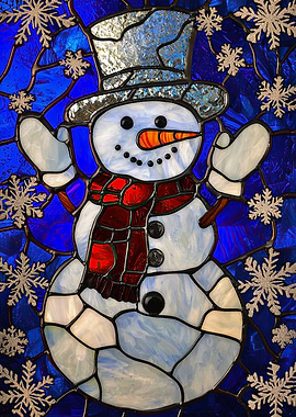 Stained Glass Snowman
