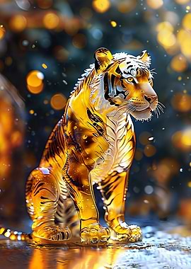 Glass Tiger Sculpture