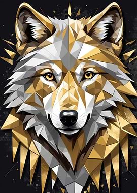 Golden Wolf Portrait