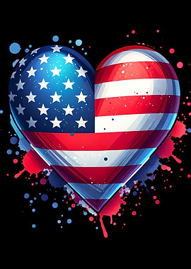USA Flag Heart - I love USA - America flag