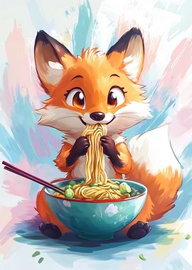 Fox Eating Ramen