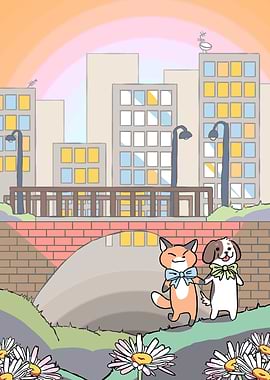 Fox and Dog Cityscape