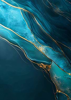 Abstract Teal and Gold