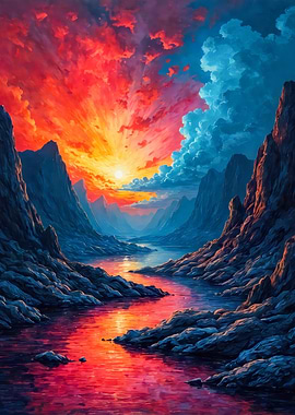 Fiery Sunset Landscape