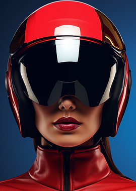 Woman in Red Helmet