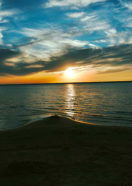 Sunset Clouds Splitting Blue from Gold