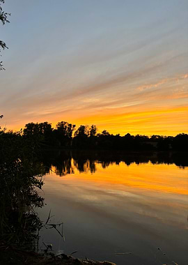 Sunset Reflection on Lake
