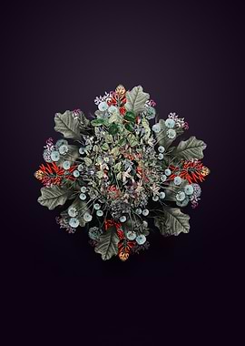 Floral Harebell Of St Angelo Mandala on Black