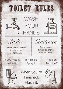 Toilet Rules Vintage funny