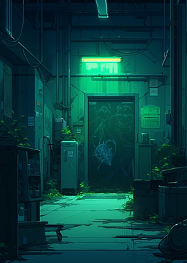 Green Neon Corridor