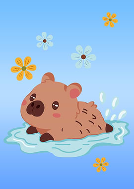 Capybara Having a Splash