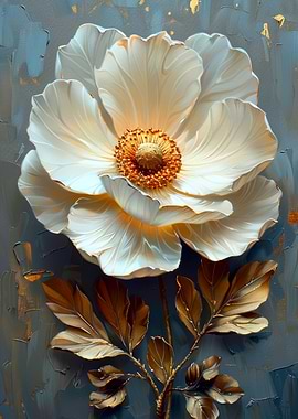 White Flower with Gold Accents