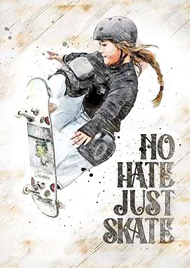 Skateboarding Girl Art
