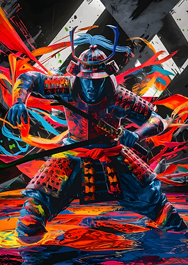 Samurai in Abstract Art