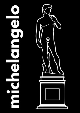 Michelangelo David White Outline