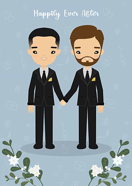 Cute Gay Wedding Illustration