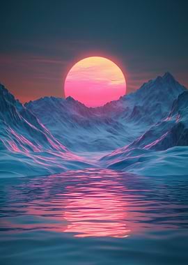 Pink Sunset Mountains