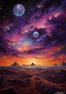 Mystical Pyramids Under Starry Sky