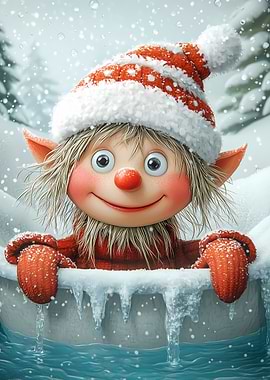 Christmas Elf in Snow