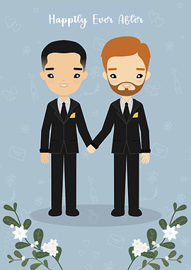 Cute Gay Wedding Illustration