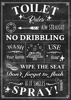 Hand drawn Toilet Rules Sign