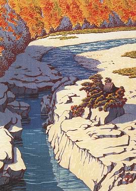 Japanese River Landscape