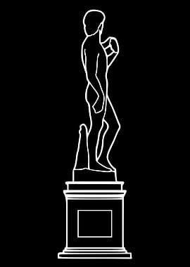 Michelangelo David Angel White Outline Statue