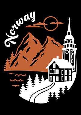 Norway Landscape Illustration