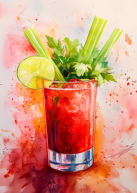 Watercolor Bloody Mary