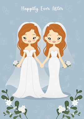 Cute Lesbian Wedding Illustration