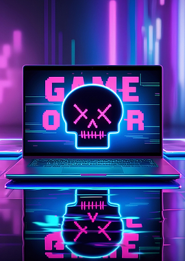 Game Over Skull Neon