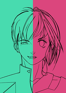 Anime Couple Line Art