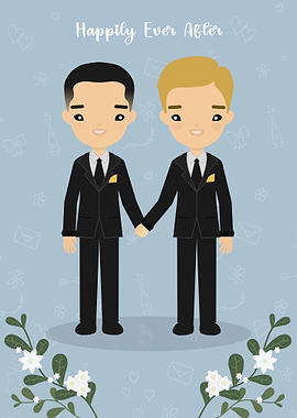Cute Gay Wedding Illustration