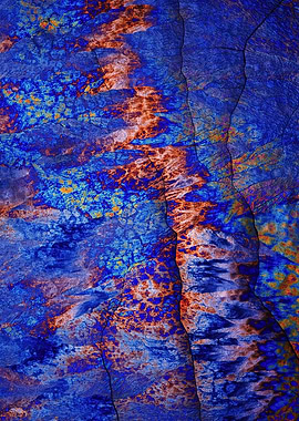 Abstract Blue and Orange Crystal Pattern