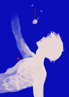 White Figure with Flower