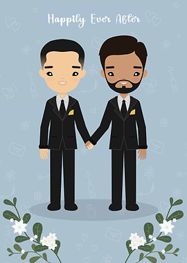 Cute Gay Wedding Illustration