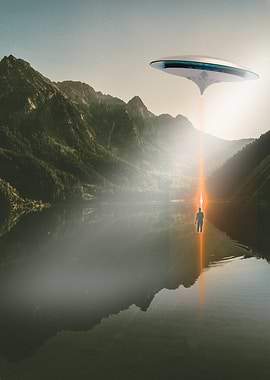 UFO Over Mountain Lake