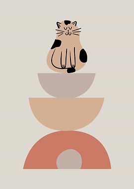 Cat on Abstract Shapes