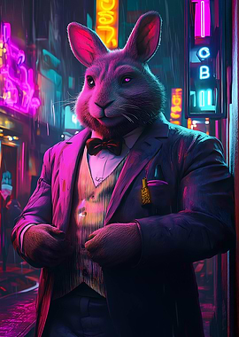 Rabbit in Suit, Neon City