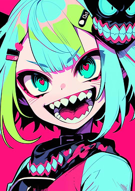 Anime Girl with Sharp Teeth
