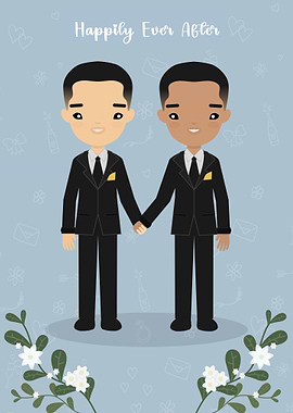 Cute Gay Wedding Illustration