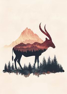 Mountain Antelope Silhouette