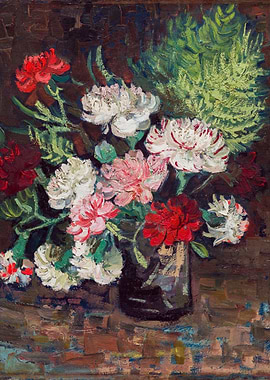Vincent van Gogh's Vase with Carnations (1886) famous painting