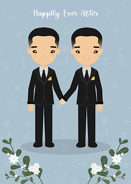 Cute Gay Wedding Illustration