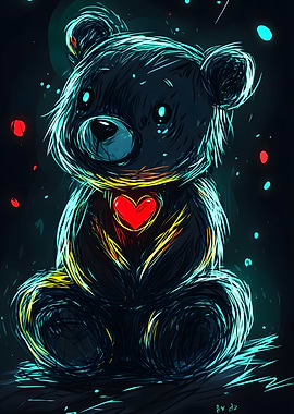 Neon Teddy Bear