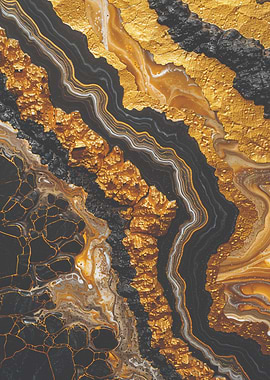 Abstract Gold and Black Swirls