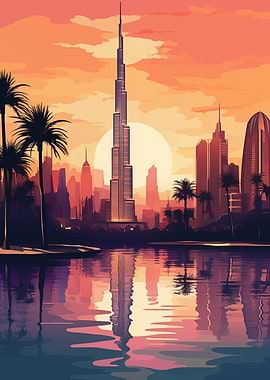 Dubai Skyline Sunset