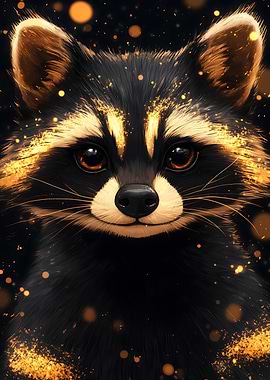 Golden Raccoon Portrait Animal